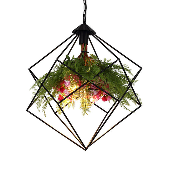 Industrial Geometric Hanging Light in Black - Metal LED Ceiling Lamp (16"/19.5"/23.5" Wide)