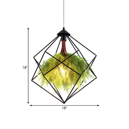 Industrial Black Metal Pendant Light Fixture - Geometric Design Led Plant Hanging Lamp Kit 18/21.5