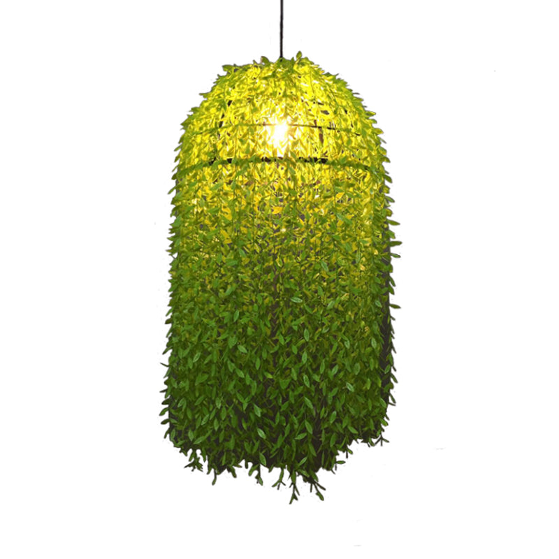 Antique Metal Pendant Lamp With Green Led Plant Bulb - Perfect For Restaurants