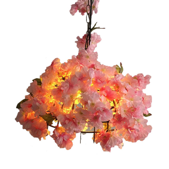 Black Antique Metal Caged Pendant Lamp - 1 Bulb Flower Suspension Light for Restaurants