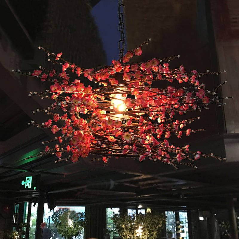 Industrial Metal Black Pendant Plum Blossom 1-Head LED Hanging Lamp for Restaurant