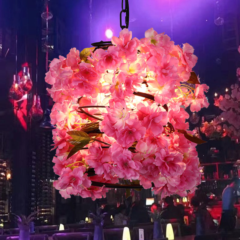 Industrial Black Metal Pendant Light With Spiral Design And Led Suspension For Restaurants - Flower