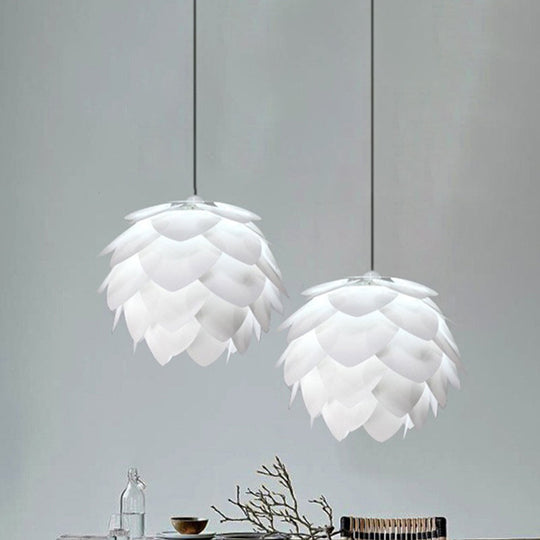 White Squama Pendant Light - Nordic Style, 1-Light Suspension for Dining Room