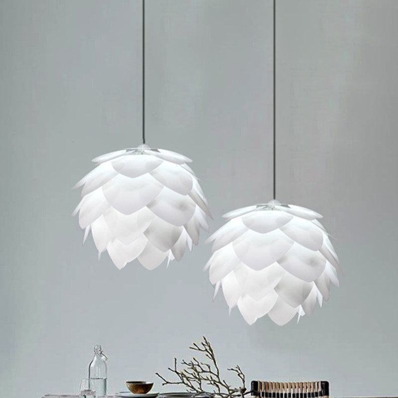 White Squama Pendant Light - Nordic Style Suspended Plastic Fixture For Dining Room