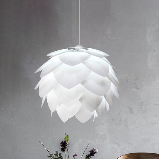 White Squama Pendant Light - Nordic Style, 1-Light Suspension for Dining Room