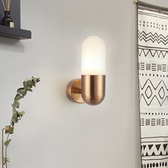 Postmodern Metal Wall Sconce Light: Capsule Design 1-Light Black/Gray/White Bedroom Décor