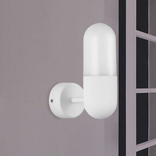 Postmodern Metal Wall Sconce Light: Capsule Design 1-Light Black/Gray/White Bedroom Décor