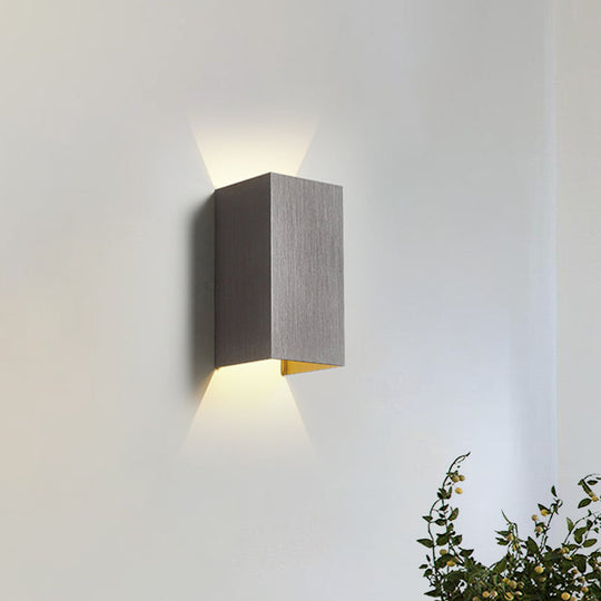 Contemporary Led Wall Sconce In Metal Gold/Coffee/Grey For Bedroom