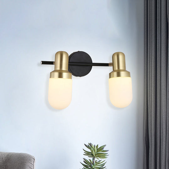 Modern Glass Sconce Light - Wall Mount 1/2/3 Lights With Black Arm And Backplate