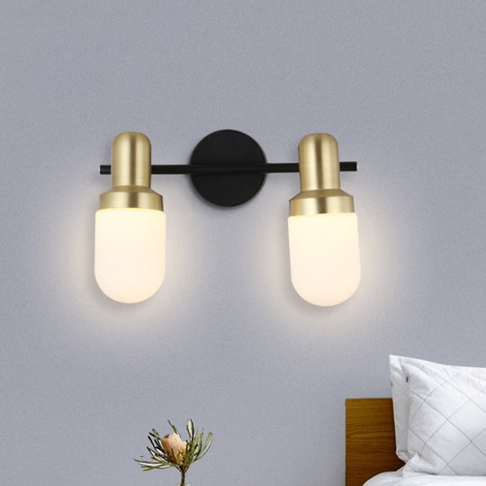 Modern Glass Sconce Light - Wall Mount 1/2/3 Lights With Black Arm And Backplate