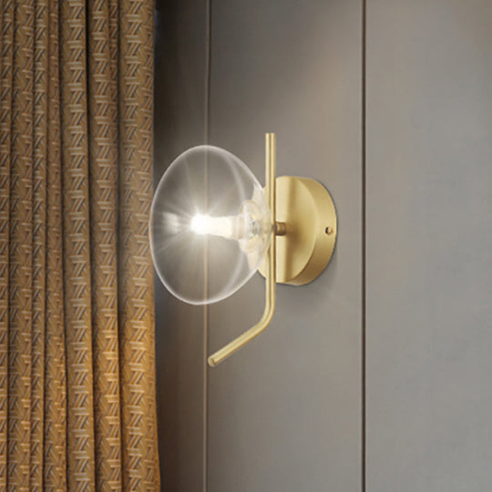 Modern Glass Dome Wall Sconce With Gold Arm And 1 Light