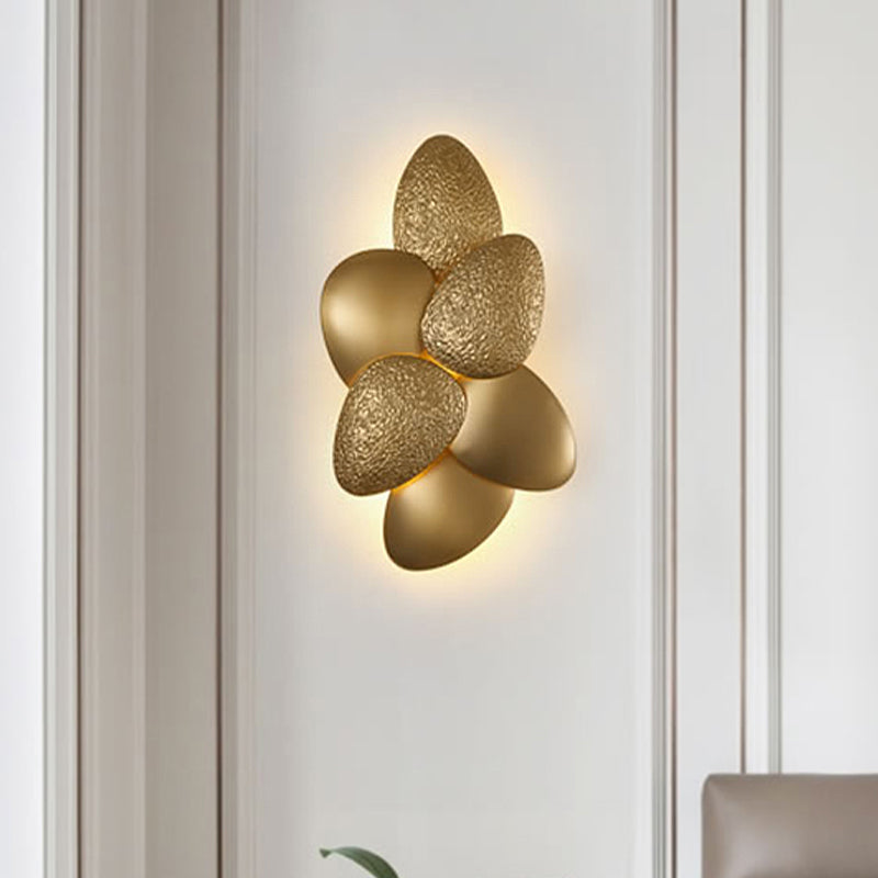 Modern Stainless Steel Squama Wall Light With Gold Accents - 3/6 Lights Bedroom Sconce Fixture