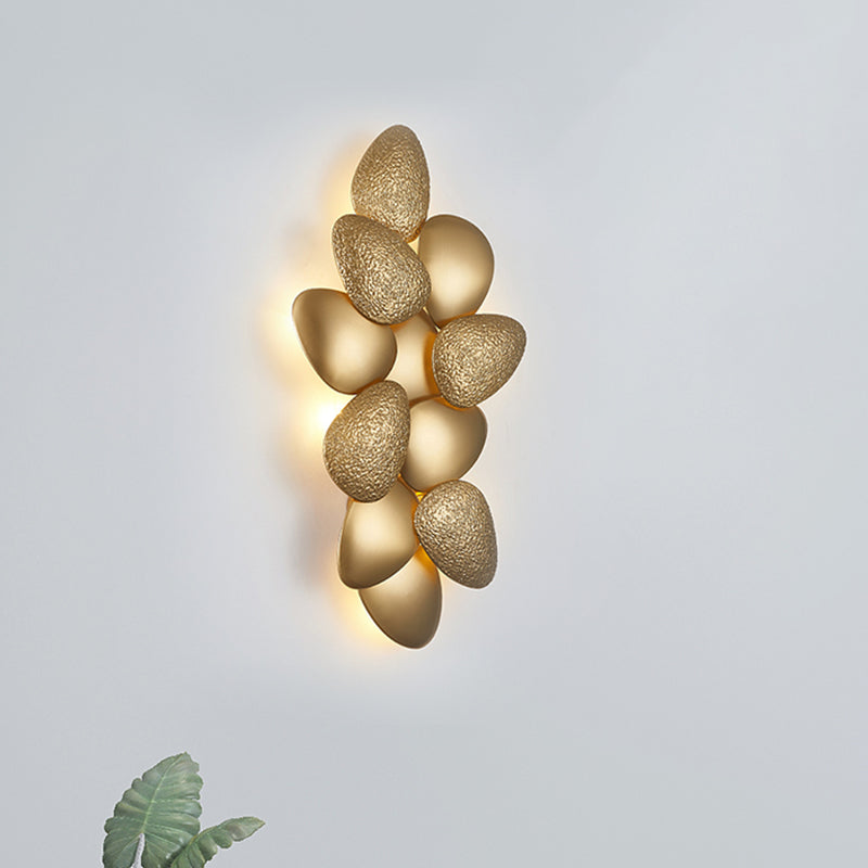 Modern Stainless Steel Squama Wall Light With Gold Accents - 3/6 Lights Bedroom Sconce Fixture