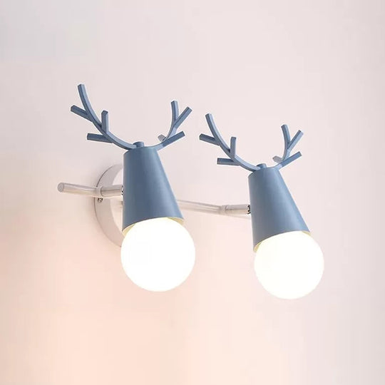 Sweet Cone Child Bedroom Wall Light: Nordic Metal Lamp With Antlers