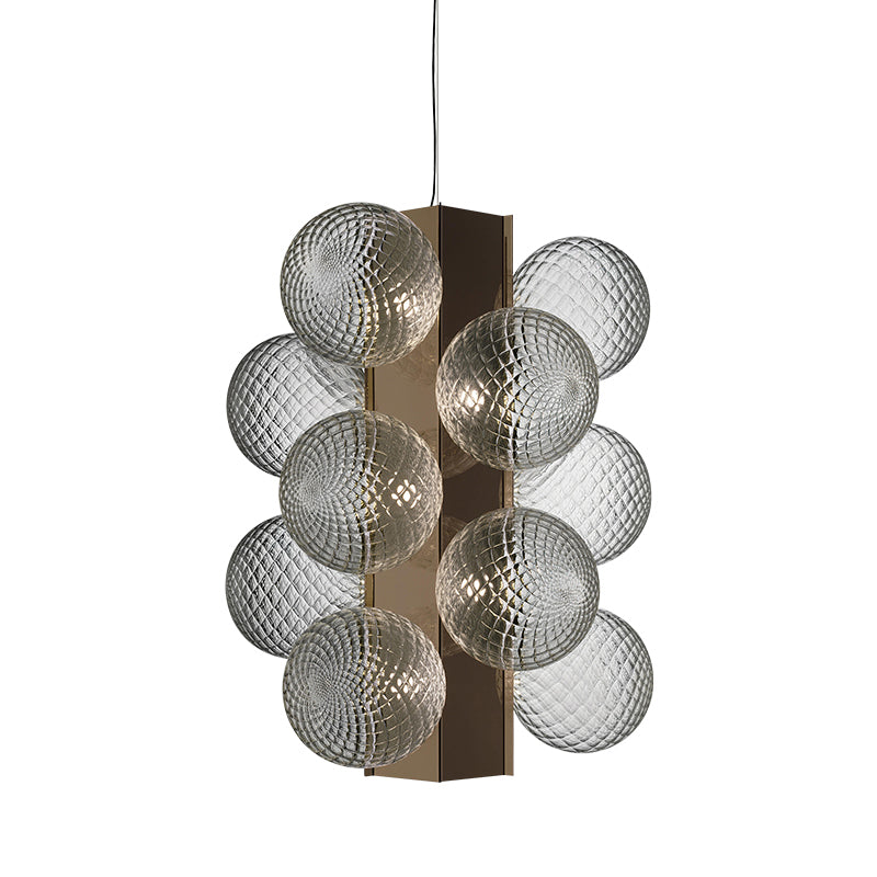 Modern LED Bedside Pendant Brass Chandelier with Clear Bubble Glass Shade