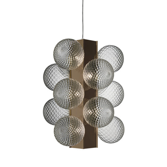 Modern Led Brass Chandelier With Bubble Clear Glass Shade - Bedside Pendant Light