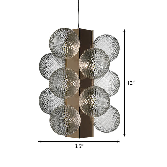 Modern LED Bedside Pendant Brass Chandelier with Clear Bubble Glass Shade