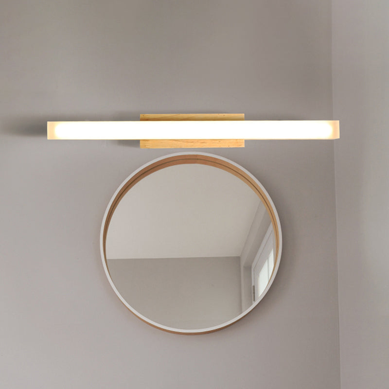 Modern Wood Linear Vanity Led Light In 3 Sizes With White Or Warm Option