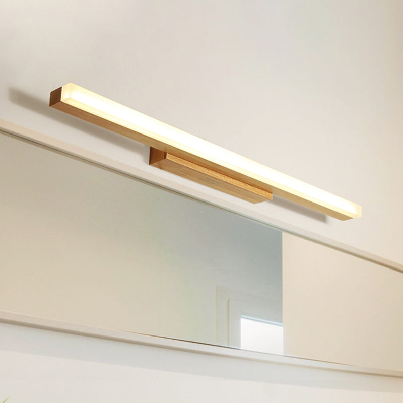 Modern Wood Linear Vanity Led Light In 3 Sizes With White Or Warm Option