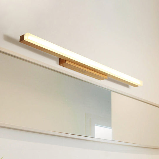 Modern Wood Linear Vanity Led Light In 3 Sizes With White Or Warm Option