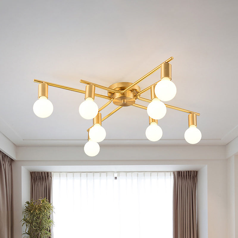 Modern Brass Molecular Flushmount Ceiling Lamp - 8-Bulb Cream Glass Flush Mount Light