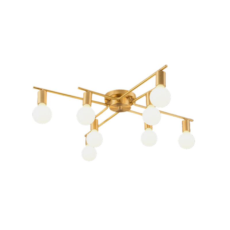 Modern Brass Molecular Flushmount Ceiling Lamp - 8-Bulb Cream Glass Flush Mount Light