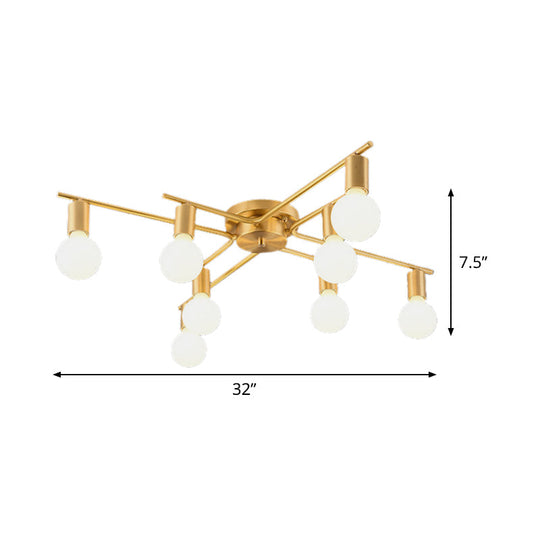 Modern Brass Molecular Flushmount Ceiling Lamp - 8-Bulb Cream Glass Flush Mount Light