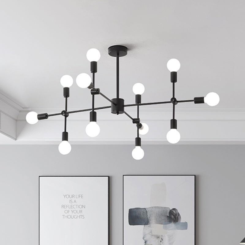 Modernist Sputnik Chandelier: Opal Glass 9/12/15 Lights Black/Gold