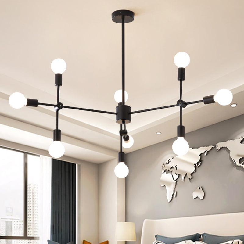 Modernist Sputnik Chandelier: Opal Glass 9/12/15 Lights Black/Gold