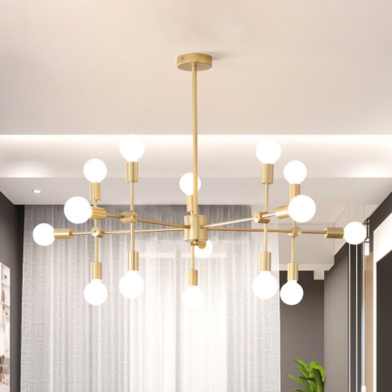 Modernist Sputnik Chandelier: Opal Glass 9/12/15 Lights Black/Gold