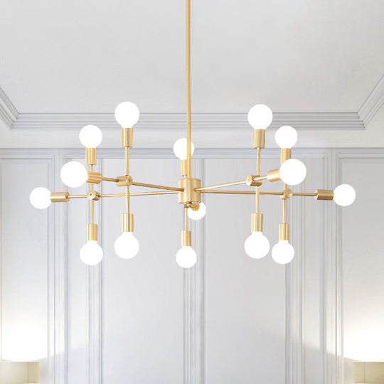 Modernist Sputnik Chandelier: Opal Glass 9/12/15 Lights Black/Gold