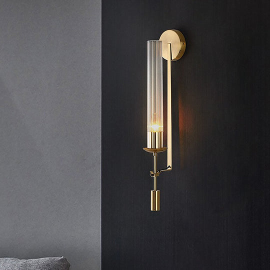 Gold Wall Sconce With Clear Glass Shade For Modern Bathroom