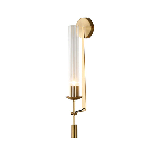 Gold Wall Sconce With Clear Glass Shade For Modern Bathroom