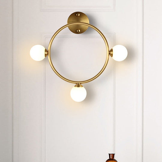 Modern Brass Metal Wall Sconce With 3 Led Lights For Bedside