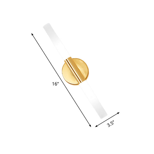 Minimalist Brass Led Wall Sconce With White Glass Tubular Design