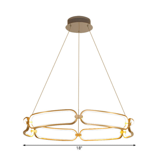 Modern Gold Metal Chandelier Bracelet Lamp With Led Ceiling Pendant Light In White/Warm - 1