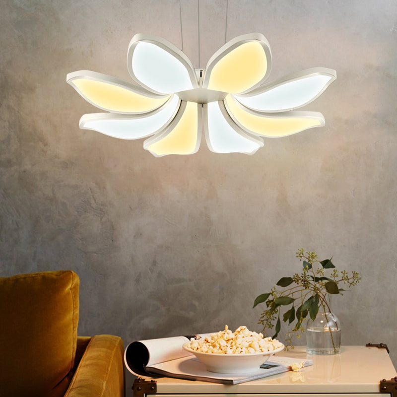 Lustre contemporain en acrylique en forme de fleur - 6/8 lumières LED blanches - Plafonnier suspendu en plusieurs variations de lumière