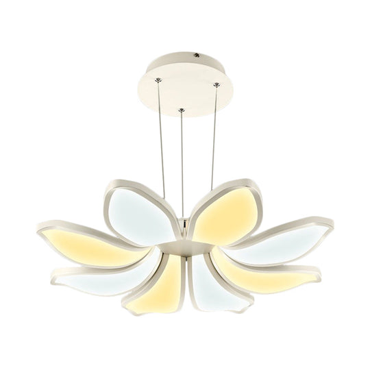 Lustre contemporain en acrylique en forme de fleur - 6/8 lumières LED blanches - Plafonnier suspendu en plusieurs variations de lumière