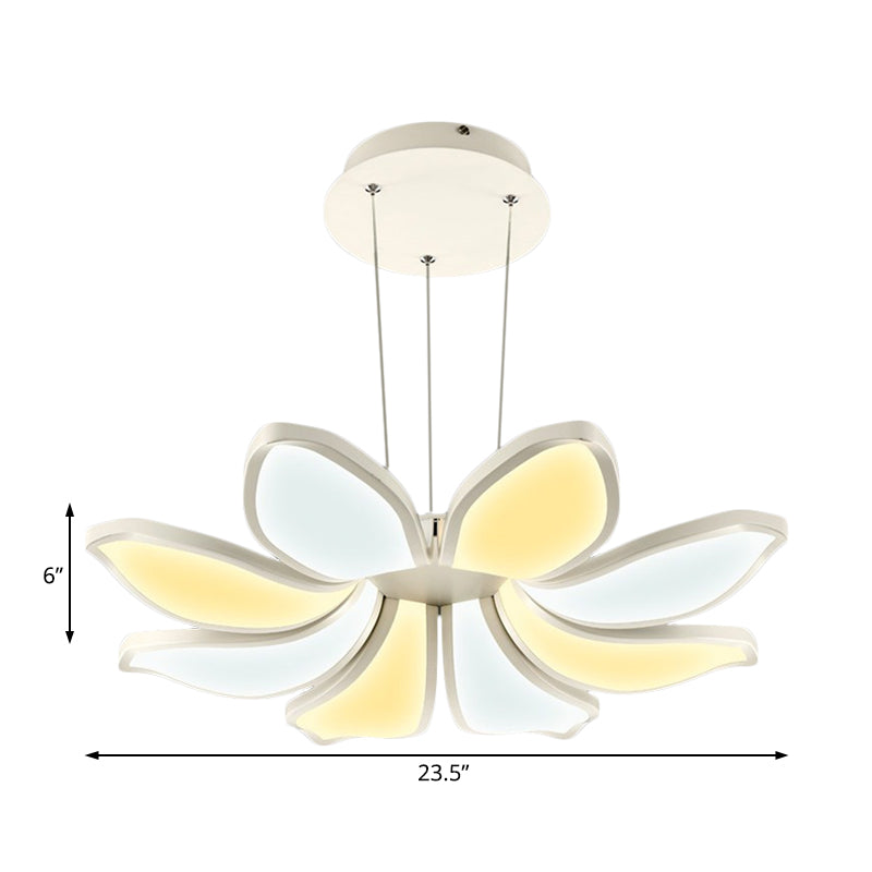 Lustre contemporain en acrylique en forme de fleur - 6/8 lumières LED blanches - Plafonnier suspendu en plusieurs variations de lumière