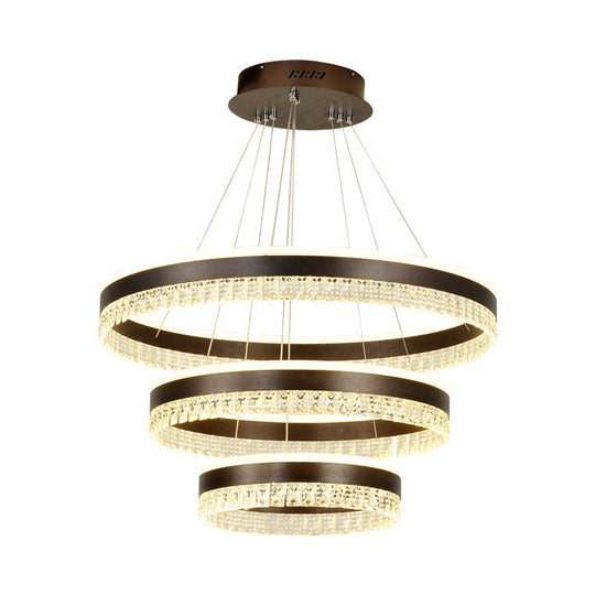 Contemporary Crystal Pendant Chandelier - 1/2/3 Lights - LED - White/Warm/Natural Light - Brown