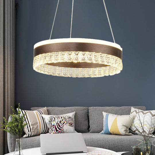 Contemporary Crystal Pendant Chandelier - 1/2/3 Lights - LED - White/Warm/Natural Light - Brown