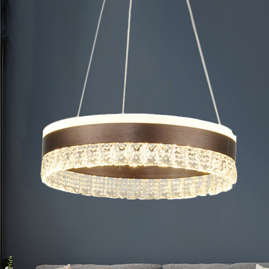 Contemporary Crystal Pendant Chandelier With Led Lights In White/Warm/Natural Light - Brown 1/2/3