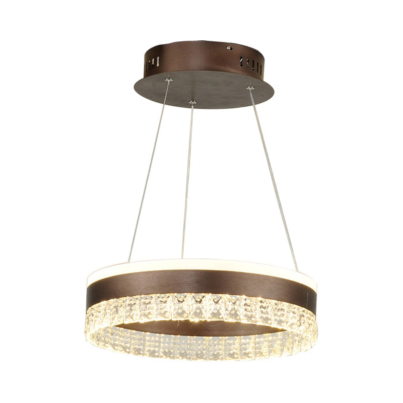 Contemporary Crystal Pendant Chandelier With Led Lights In White/Warm/Natural Light - Brown 1/2/3