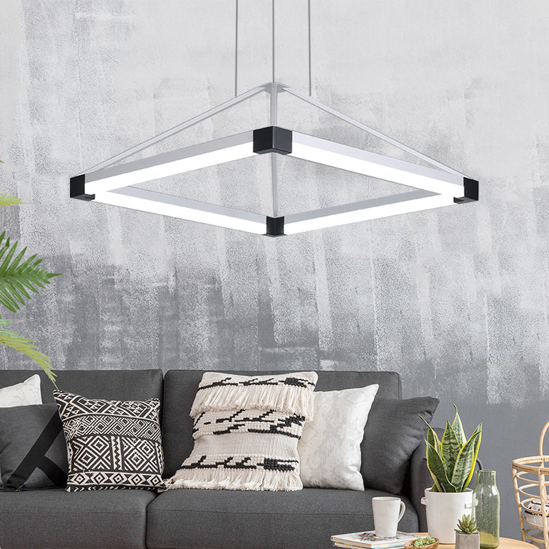 Contemporary Led Acrylic Pyramid Pendant Chandelier - 18/23.5 Wide White/Coffee Hanging Lamp Fixture