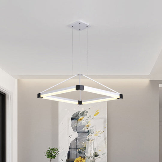 Contemporary Acrylic Pyramid Pendant Chandelier - 18"/23.5" Wide - White/Coffee - LED, Hanging Lamp Fixture in White/Warm Light