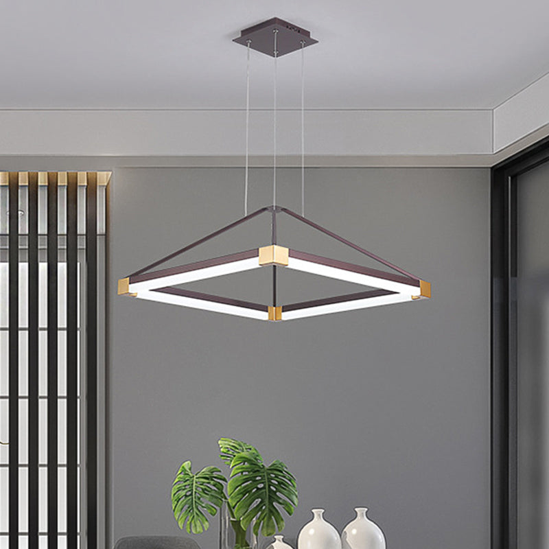 Contemporary Led Acrylic Pyramid Pendant Chandelier - 18/23.5 Wide White/Coffee Hanging Lamp Fixture