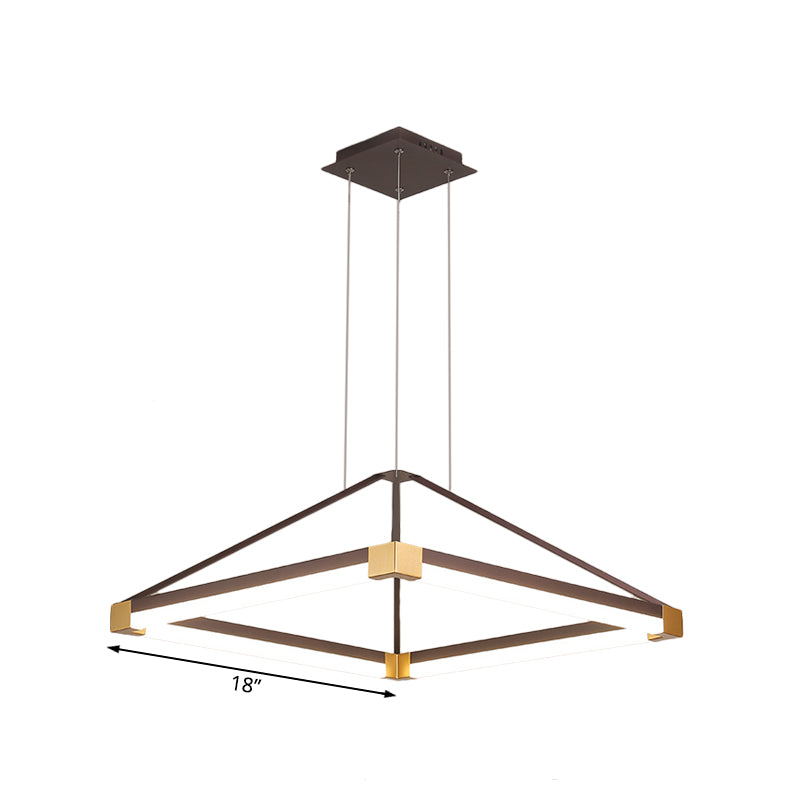 Contemporary Led Acrylic Pyramid Pendant Chandelier - 18/23.5 Wide White/Coffee Hanging Lamp Fixture