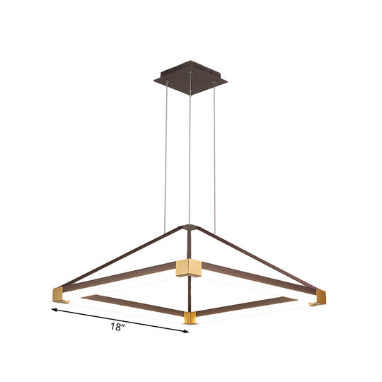 Contemporary Led Acrylic Pyramid Pendant Chandelier - 18/23.5 Wide White/Coffee Hanging Lamp Fixture