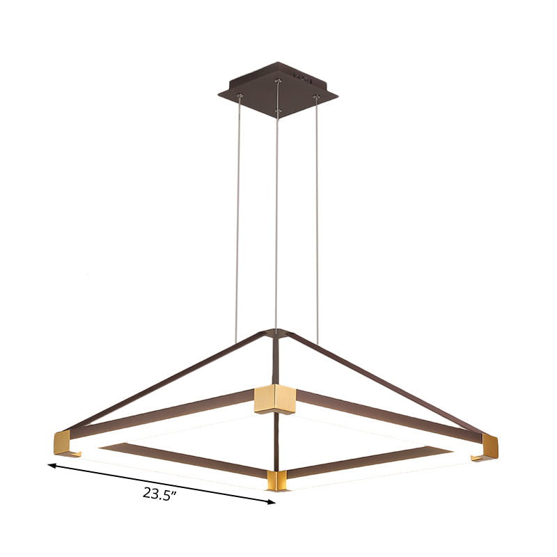 Contemporary Led Acrylic Pyramid Pendant Chandelier - 18/23.5 Wide White/Coffee Hanging Lamp Fixture