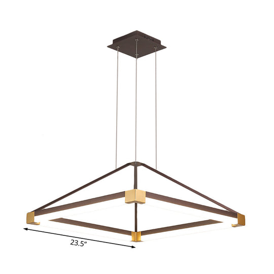 Contemporary Led Acrylic Pyramid Pendant Chandelier - 18/23.5 Wide White/Coffee Hanging Lamp Fixture